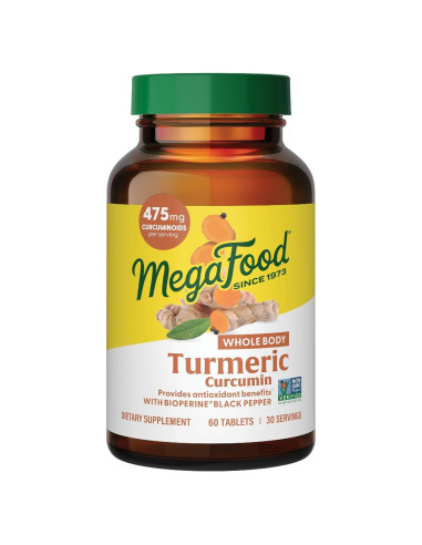Suplemento de Cúrcuma Curcumina MegaFood 475 mg - 60 Tabletas