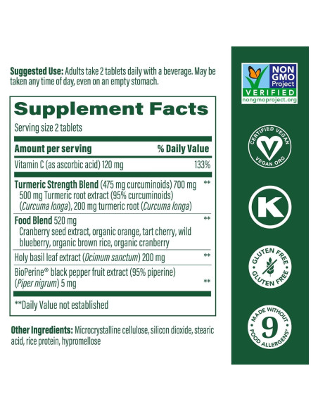 Suplemento de Cúrcuma Curcumina MegaFood 475 mg - 60 Tabletas Suplemento de Cúrcuma Curcumina MegaFood 475 mg - 60 Tabletas