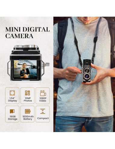 Mini Cámara Digital Vintage CHUZHAO 12MP 1080P Retro Portátil