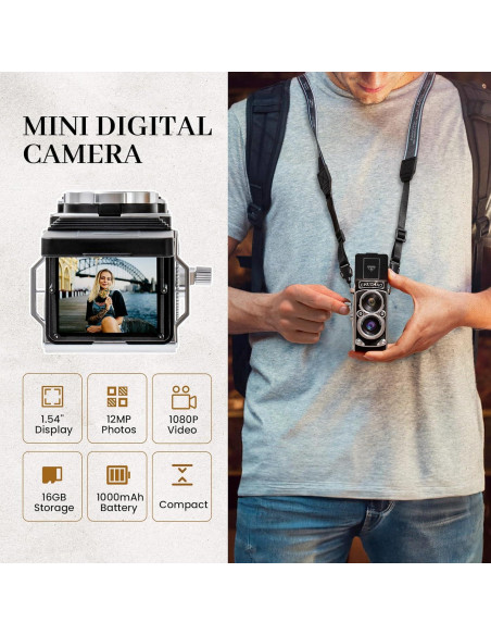 Mini Cámara Digital Vintage CHUZHAO 12MP 1080P Retro Portátil