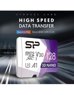 Tarjeta Micro SD 128GB SP Silicon Power U3 100MB/s Adaptador 2