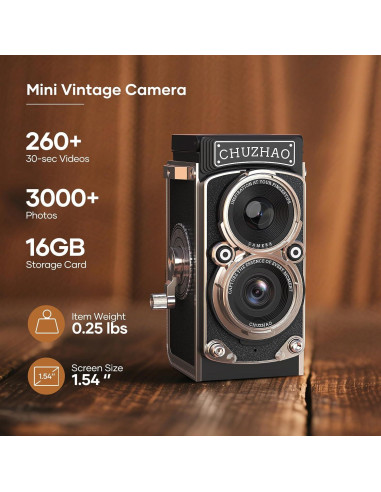 Mini Cámara Digital Vintage CHUZHAO 12MP 1080P Retro Portátil