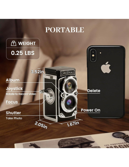 Mini Cámara Digital Vintage CHUZHAO 12MP 1080P Retro Portátil