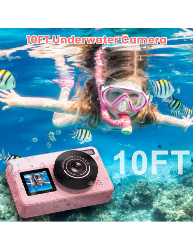 Cámara Submarina Tonfarb D70 Rosa 4K IP68 10FT 32GB