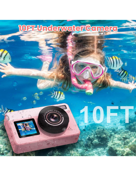 Cámara Submarina Tonfarb D70 Rosa 4K IP68 10FT 32GB