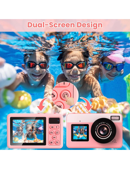 Cámara Submarina Tonfarb D70 Rosa 4K IP68 10FT 32GB