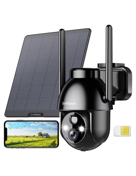 Cámara de Seguridad 4G LTE Solar Inalámbrica 3MP 2K HD