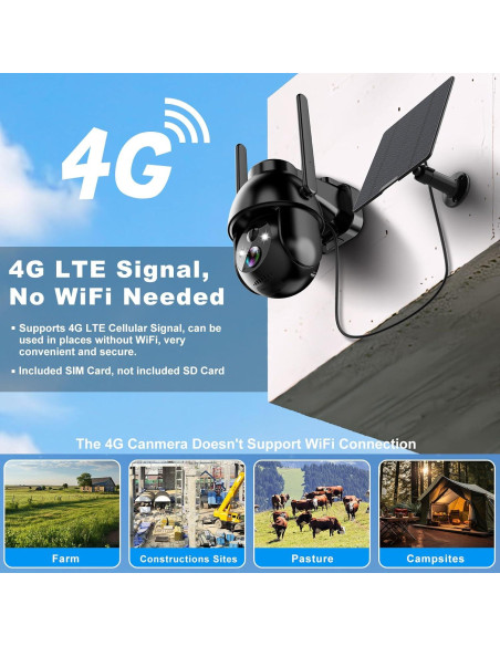 Cámara de Seguridad 4G LTE Solar Inalámbrica 3MP 2K HD