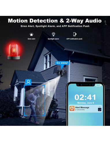 Cámara de Seguridad 4G LTE Solar Inalámbrica 3MP 2K HD