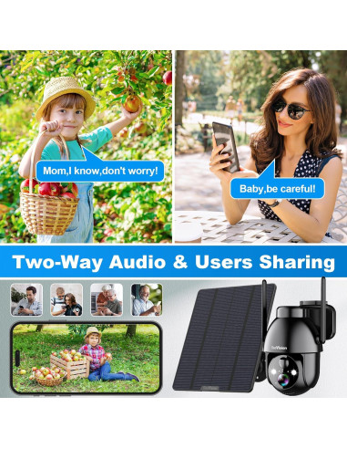 Cámara de Seguridad 4G LTE Solar Inalámbrica 3MP 2K HD