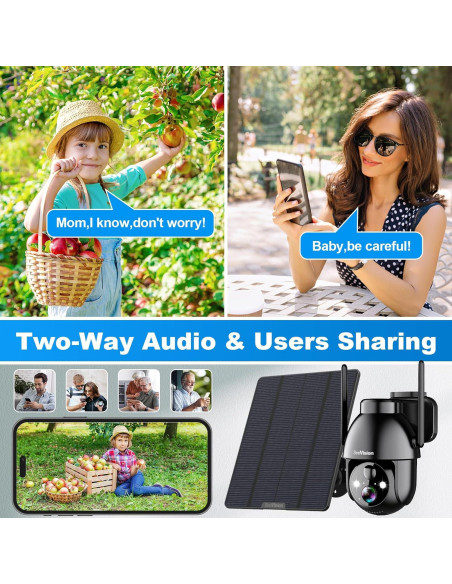 Cámara de Seguridad 4G LTE Solar Inalámbrica 3MP 2K HD