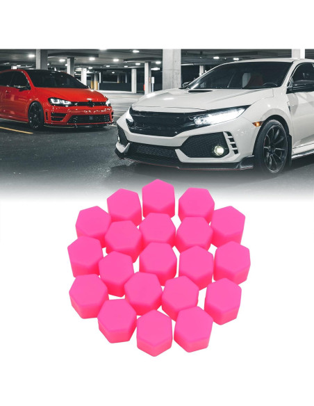 Tapa de Tuerca de Rueda uxcell 17mm Silicona Rosa - 20 Pcs
