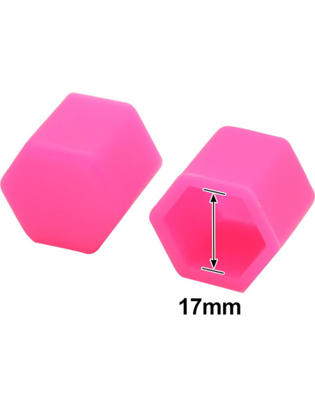 Tapa de Tuerca de Rueda uxcell 17mm Silicona Rosa - 20 Pcs
