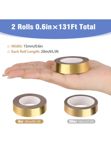 Set 2 Rollos Cinta Washi Dorada 15mm x 20m - Fyguard Set 2 Rollos Cinta Washi Dorada 15mm x 20m - Fyguard