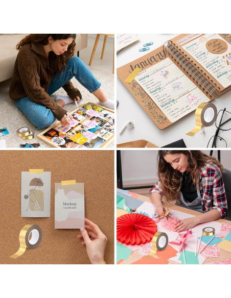 Set 2 Rollos Cinta Washi Dorada 15mm x 20m - Fyguard Set 2 Rollos Cinta Washi Dorada 15mm x 20m - Fyguard