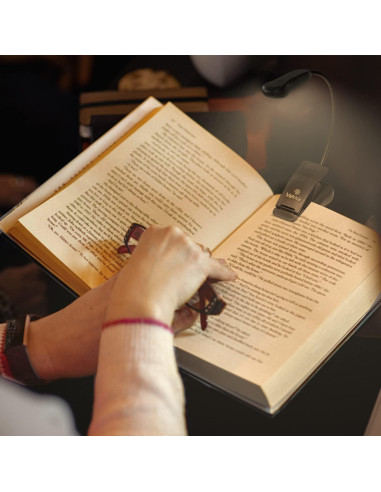 Luz de Libro Recargable Vekkia BK-03-BL, 3 Temperaturas y 3 Brillos
