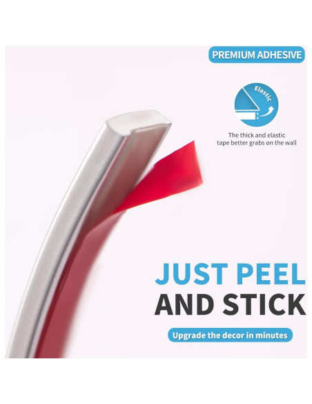 Moldura de Vinilo Flexible Art3d 3.05m Plata Autoadhesiva