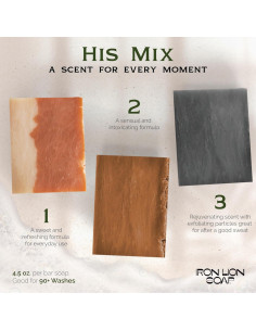 Jabón Natural Iron Lion - Paquete 3 Mezcla HIS para Hombre 2