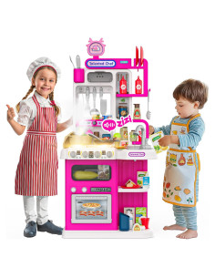 Cocina de Juguete Max & Deril 96 Piezas con Sonido y Luz Rosa
