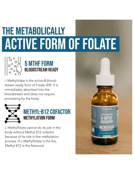 Folato Metílico Orgánico 1000 mcg Triquetra Health 29.57 ml