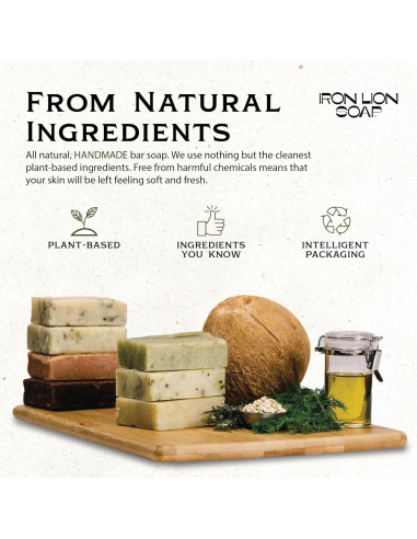 Jabón Natural Iron Lion - Paquete 3 Mezcla HIS para Hombre