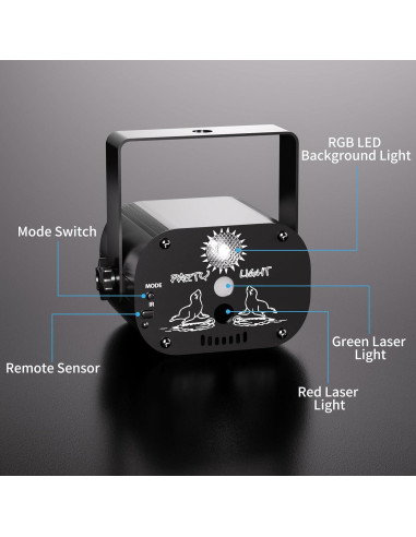 Proyector de Luz Estroboscópica LED RGB Qajok DQ-R60 10.67cm