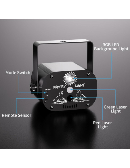 Proyector de Luz Estroboscópica LED RGB Qajok DQ-R60 10.67cm