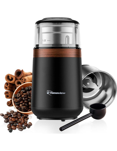 Molino de café eléctrico Tanaview 150W, 70g, acero inoxidable