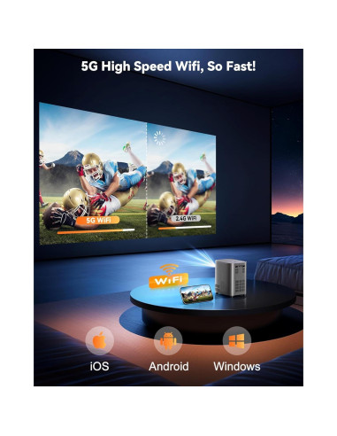 Proyector Full HD 1080P EGJSG con WiFi y Bluetooth, 300"