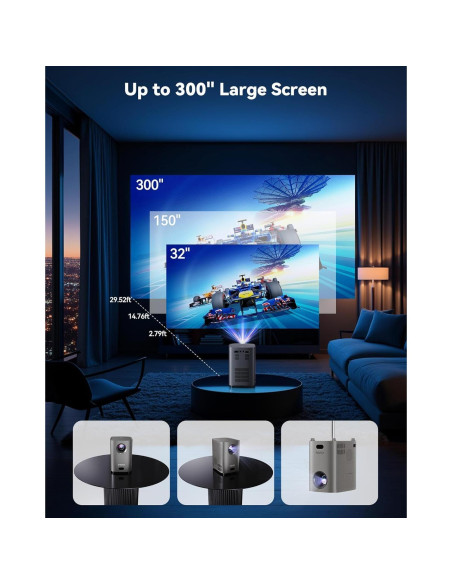 Proyector Full HD 1080P EGJSG con WiFi y Bluetooth, 300"