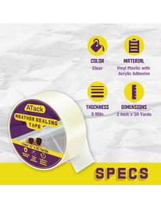 Cinta de Sellado de Ventanas ATack 5 cm x 27.43 m - Sin Residuo 2
