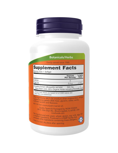 NOW Foods Extracto de Boswellia 500 mg 90 Cápsulas Blandas