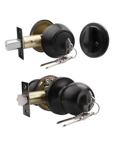 Cerradura de Puerta Exterior Knobonly con Llave Negra Mate