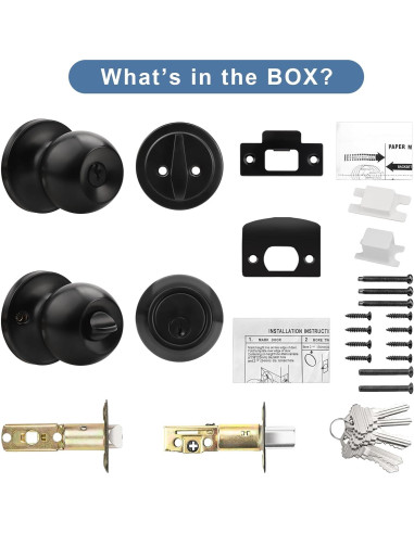 Cerradura de Puerta Exterior Knobonly con Llave Negra Mate
