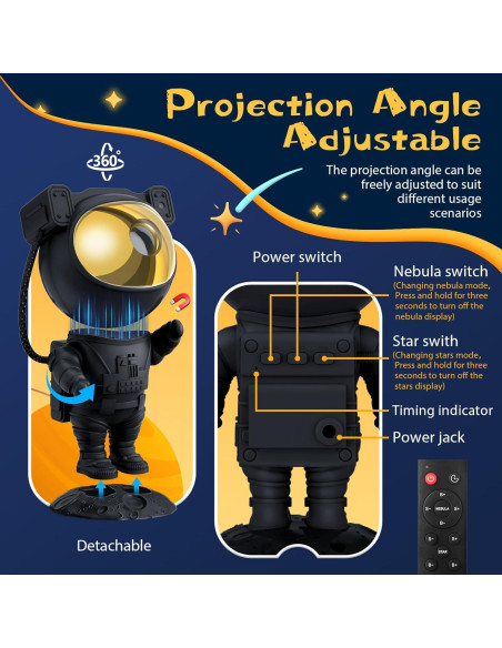 Proyector de Galaxia Astronauta Luz Nocturna con Control Remoto