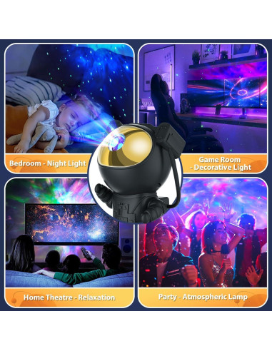 Proyector de Galaxia Astronauta Luz Nocturna con Control Remoto