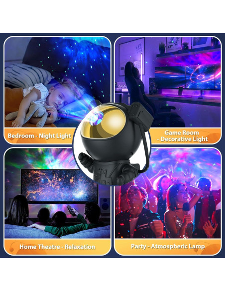 Proyector de Galaxia Astronauta Luz Nocturna con Control Remoto