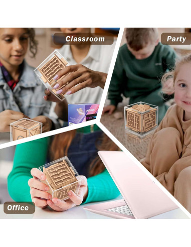 Cubo de Rompecabezas Antiestrés CHEROSIN 6 Caras Madera 5.84cm