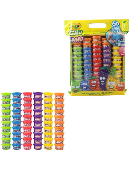 Arena de Jugar Crayola 60 Tarros Aromatizados 28g Colores Brillantes