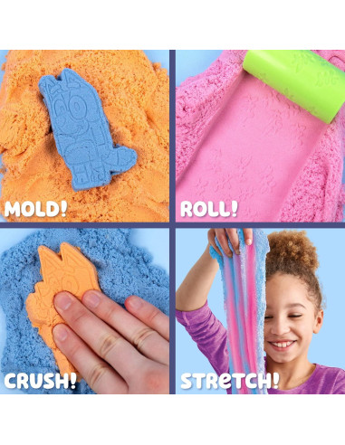 Arena Slimy Bluey 425g Aromatizada - Juego Sensorial 8 Piezas