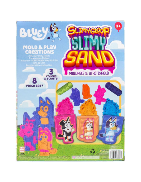 Arena Slimy Bluey 425g Aromatizada - Juego Sensorial 8 Piezas