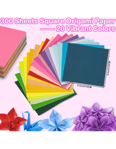 Papel de Origami Doble Cara MAQIHAN 300 Hojas 15x15cm 20 Colores