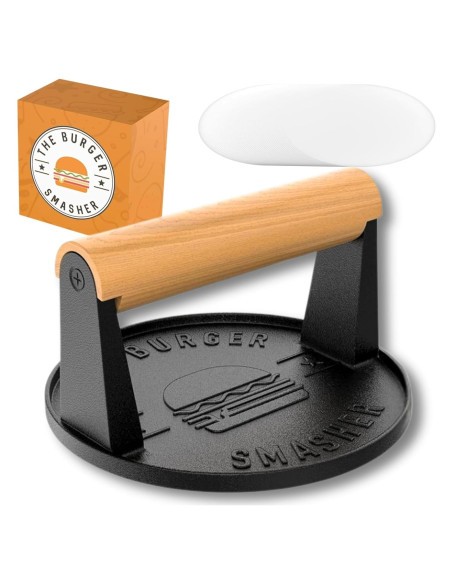 Aplastador de Hamburguesas Hierro Fundido Pre-Sazonado 14.8 cm