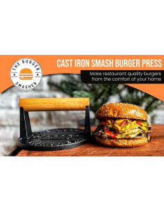 Aplastador de Hamburguesas Hierro Fundido Pre-Sazonado 14.8 cm 2