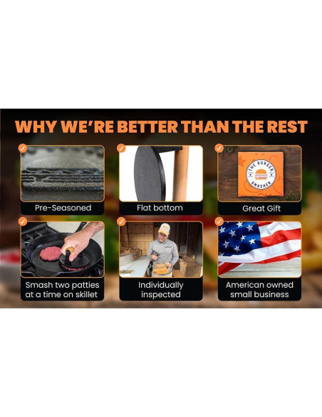 Aplastador de Hamburguesas Hierro Fundido Pre-Sazonado 14.8 cm