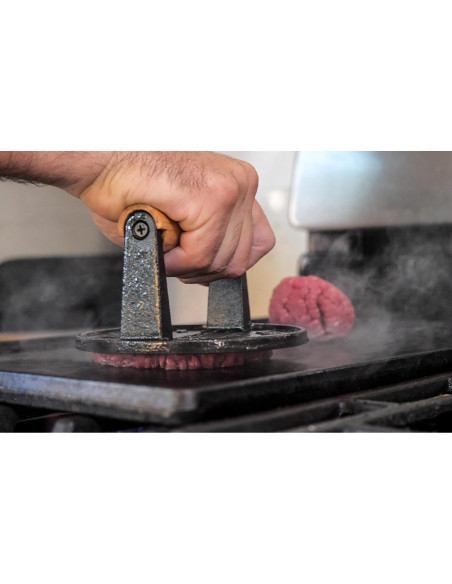 Aplastador de Hamburguesas Hierro Fundido Pre-Sazonado 14.8 cm