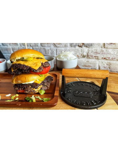 Aplastador de Hamburguesas Hierro Fundido Pre-Sazonado 14.8 cm