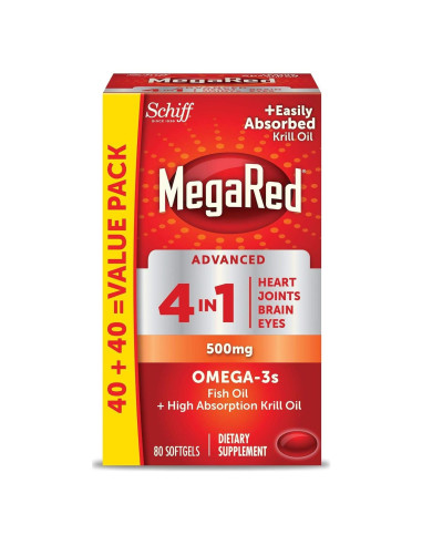 MegaRed Avanzado 4-en-1 Omega-3 500mg 80 Cápsulas Blandas