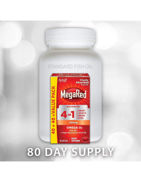 MegaRed Avanzado 4-en-1 Omega-3 500mg 80 Cápsulas Blandas