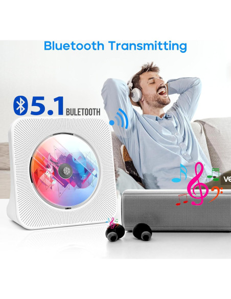 Reproductor de CD Bluetooth ROADOM KC-806 con Altavoces y FM
